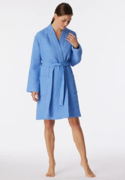 Schiesser Bathrobe Waffle Piqué Blue - Essentials