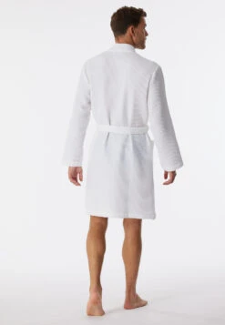 Schiesser Bathrobe Waffle Piqué White - Essentials -Uni Style Shop bademantel waffelpiqu weiss essentials 178401 100 back