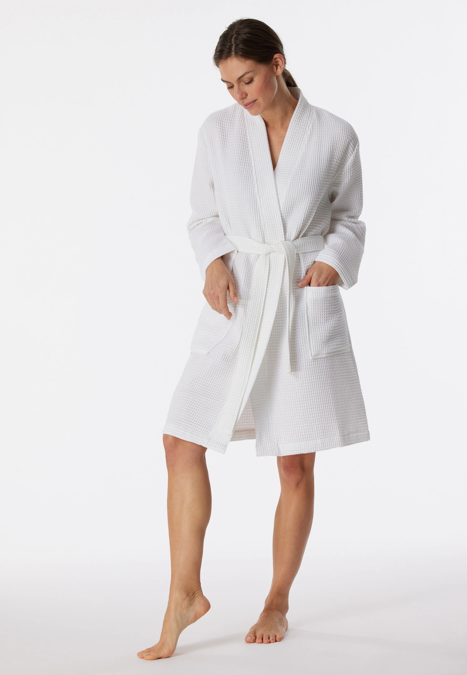 Schiesser Bathrobe Waffle Piqué White - Essentials 2 Schiesser Bathrobe Waffle Piqué White - Essentials - Image 2