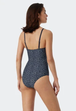 Schiesser Bandeau Swimsuit Variable Straps Soft Cups Dark Blue Patterned - Sea Blossom -Uni Style Shop bandeau badeanzug variable traeger softcups dunkelblau gemustert sea blossom 179208 835 back