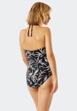 Schiesser Bandeau Swimsuit Variable Straps Soft Cups With Support Multicolored Leaf Print - Californian Safari -Uni Style Shop bandeau badeanzug variable traeger softcups mit support blaetterprint mehrfarbig californian safari 177062 904 detail3