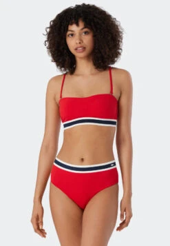 Schiesser Bandeau Bikini Set Soft Pads Variable Straps Midi Bottoms Ribbed Look Red - Underwater -Uni Style Shop bandeau bikini set softpads variable traeger midi slip ripp optik rot underwater 179206 500 detail2