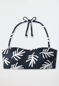 Schiesser Bandeau Bikini Top Lined Soft Cups Variable Straps Coral Dark Blue Patterned - Mix & Match Coral Life -Uni Style Shop bandeau bikini top gefuettert softcups variable traeger korallen dunkelblau gemustert mix match coral lif 179201 835 detail1