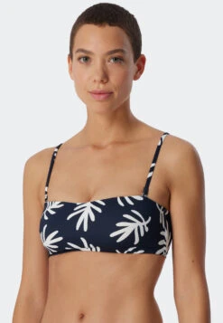 Schiesser Bandeau Bikini Top Lined Soft Cups Variable Straps Coral Dark Blue Patterned - Mix & Match Coral Life -Uni Style Shop bandeau bikini top gefuettert softcups variable traeger korallen dunkelblau gemustert mix match coral lif 179201 835 detail2