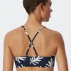 Schiesser Bandeau Bikini Top Lined Soft Cups Variable Straps Coral Dark Blue Patterned - Mix & Match Coral Life