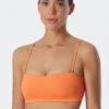 Schiesser Bandeau Bikini Top Lined Soft Cups Variable Straps Orange - Mix & Match Reflections