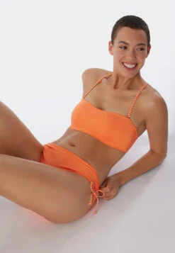 Schiesser Bandeau Bikini Top Lined Soft Cups Variable Straps Orange - Mix & Match Reflections -Uni Style Shop bandeau bikini top gefuettert softcups variable traeger orange mix match reflections 179201 602 front