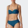 Schiesser Bandeau Underwire Bikini Soft Cups Variable Straps Stripes Midi Bottoms Adjustable Sides Aquarium - Ocean Dive