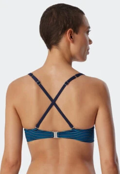 Schiesser Bandeau Underwire Bikini Soft Cups Variable Straps Stripes Midi Bottoms Adjustable Sides Aquarium - Ocean Dive -Uni Style Shop bandeau buegel bikini softcups variable traeger streifen midi slip verstellbare seiten aquarium ocean div 179212 813 detail3