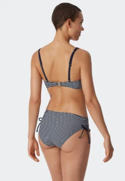 Schiesser Bandeau Underwire Bikini Soft Cups Variable Straps Stripes Midi Panties Adjustable Sides Dark Blue - Ocean Dive -Uni Style Shop bandeau buegel bikini softcups variable traeger streifen midi slip verstellbare seiten dunkelblau ocean dive 179212 803 back