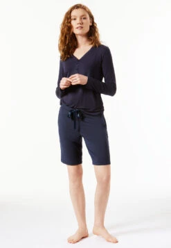 Schiesser Bermuda Modal Blue - Mix + Relax -Uni Style Shop bermuda modal blau mix relax 175479 800 front