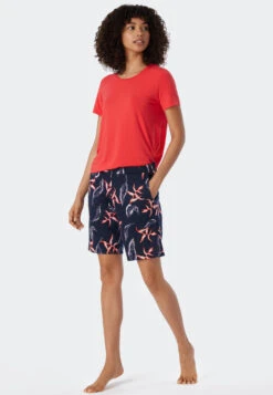 Schiesser Bermuda Shorts Modal Pockets Leaf Print Multicolor - Mix+Relax -Uni Style Shop bermuda modal taschen blaetterprint multicolor mix relax 179272 904 front