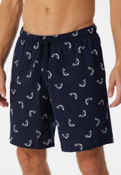 Schiesser Bermuda Shorts Fine Interlock Organic Cotton Fish Dark Blue - Mix & Relax -Uni Style Shop bermudashorts feininterlock organic cotton fische dunkelblau mix relax 178949 803 detail2