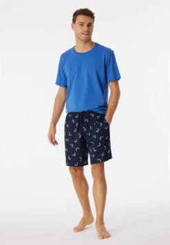 Schiesser Bermuda Shorts Fine Interlock Organic Cotton Fish Dark Blue - Mix & Relax