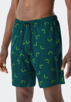 Schiesser Bermuda Shorts Fine Interlock Organic Cotton Fish Dark Green - Mix & Relax