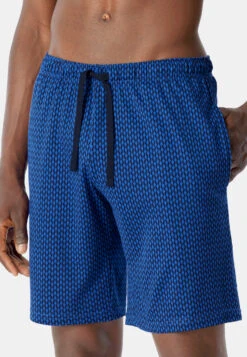 Schiesser Bermuda Shorts Fine Interlock Organic Cotton Patterned Aqua - Mix & Relax