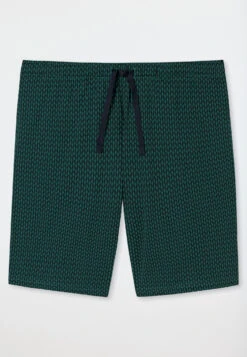 Schiesser Bermuda Shorts Fine Interlock Organic Cotton Patterned Dark Green - Mix & Relax