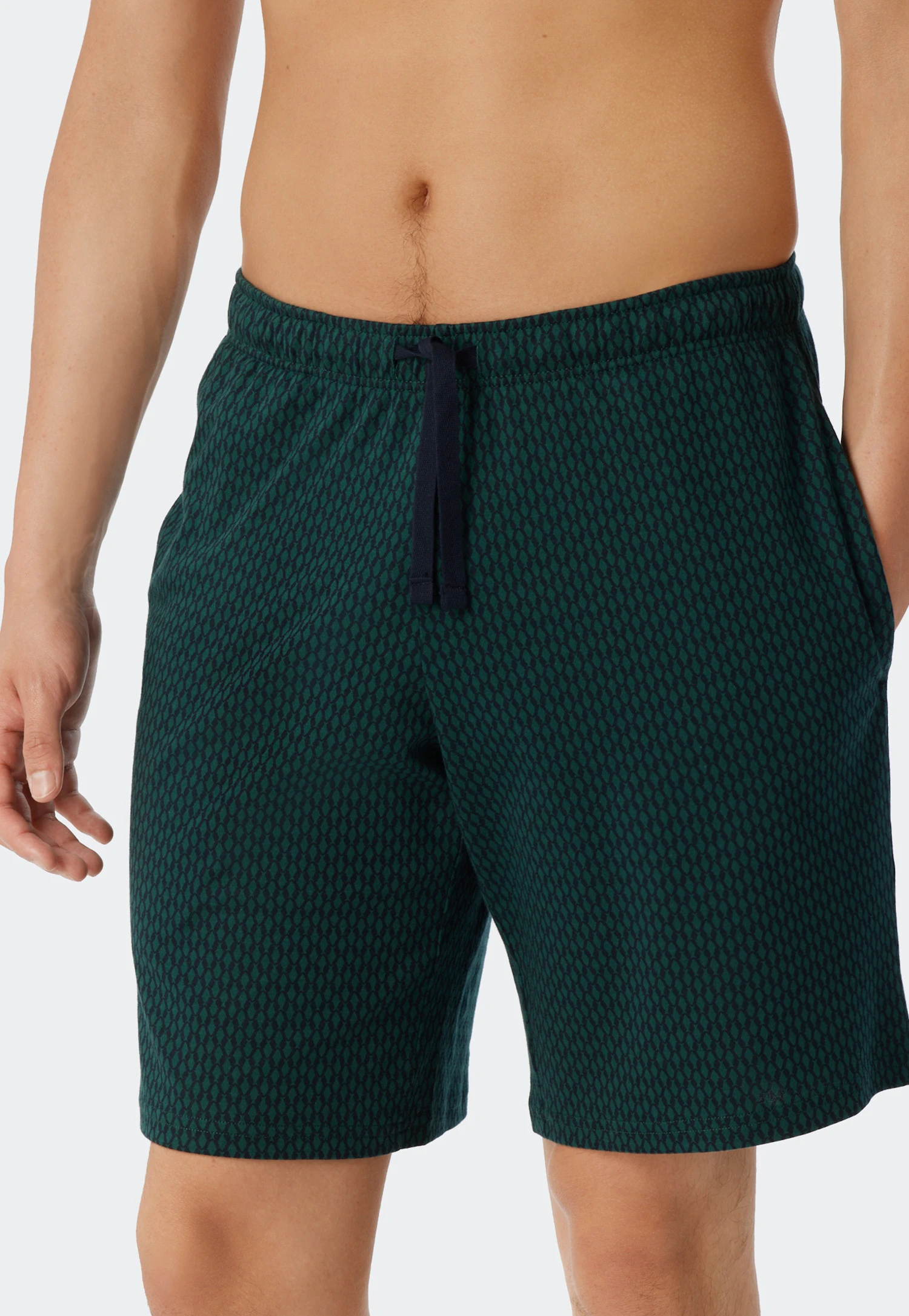 Schiesser Bermuda Shorts Fine Interlock Organic Cotton Patterned Dark Green - Mix & Relax 2 Schiesser Bermuda Shorts Fine Interlock Organic Cotton Patterned Dark Green - Mix & Relax - Image 2