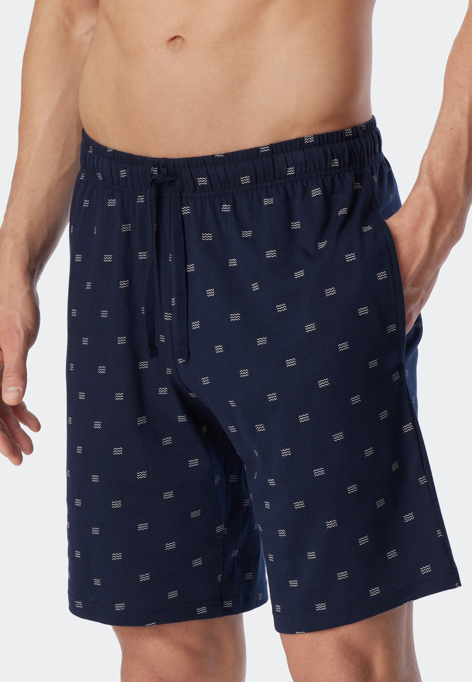 Schiesser Bermuda Shorts Organic Cotton Dark Blue Patterned - Mix & Relax 4 Schiesser Bermuda Shorts Organic Cotton Dark Blue Patterned - Mix & Relax - Image 4