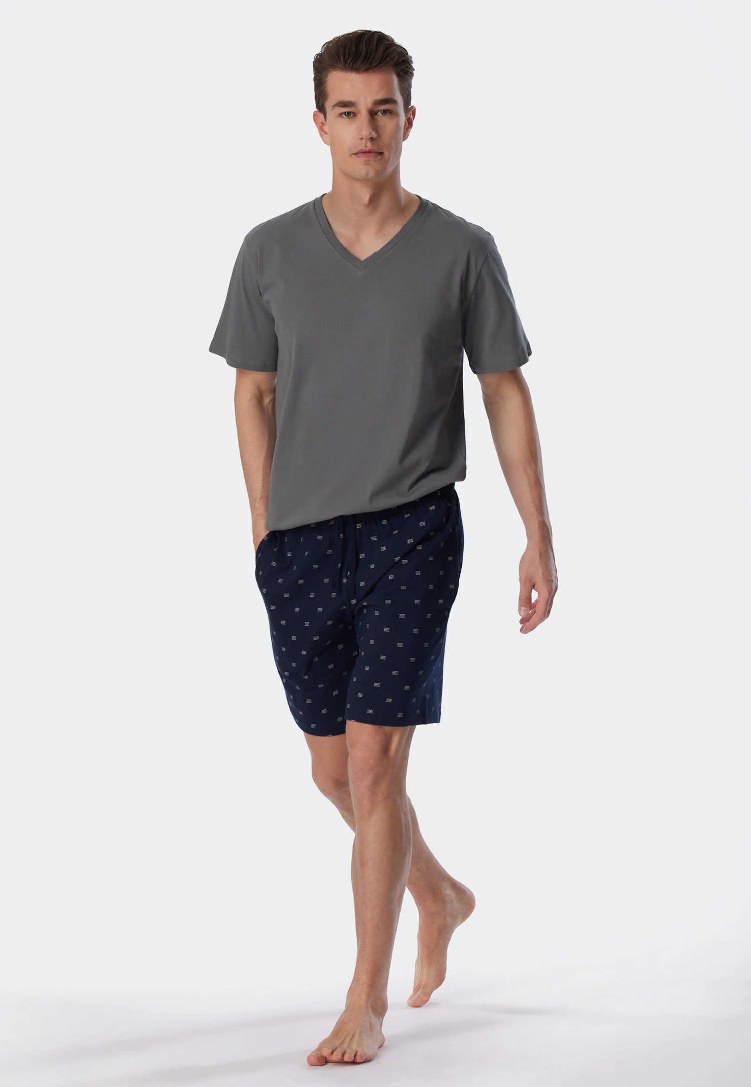 Schiesser Bermuda Shorts Organic Cotton Dark Blue Patterned - Mix & Relax 2 Schiesser Bermuda Shorts Organic Cotton Dark Blue Patterned - Mix & Relax - Image 2