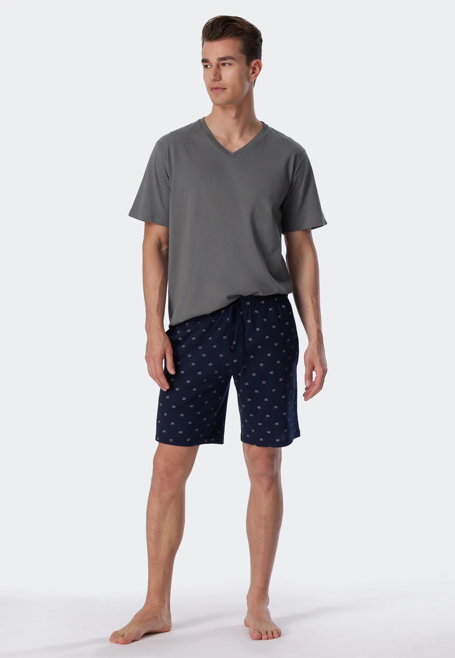 Schiesser Bermuda Shorts Organic Cotton Dark Blue Patterned - Mix & Relax 3 Schiesser Bermuda Shorts Organic Cotton Dark Blue Patterned - Mix & Relax - Image 3