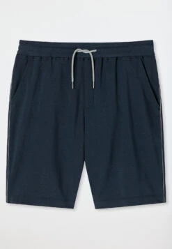 Schiesser Bermuda Shorts Sweatwear Organic Cotton Tencel Stripes Dark Blue - Mix & Relax -Uni Style Shop bermudashorts sweatware organic cotton tencel streifen dunkelblau mix relax 179051 803 detail1