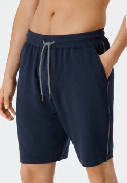 Schiesser Bermuda Shorts Sweatwear Organic Cotton Tencel Stripes Dark Blue - Mix & Relax -Uni Style Shop bermudashorts sweatware organic cotton tencel streifen dunkelblau mix relax 179051 803 detail2