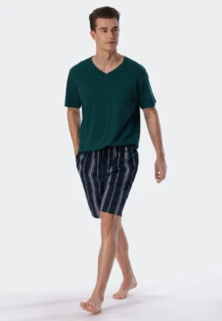 Schiesser Bermuda Shorts Woven Fabric Organic Cotton Checked Multicolored - Mix & Relax