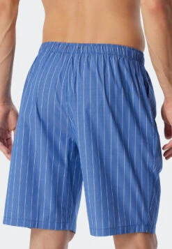 Schiesser Bermuda Shorts Woven Fabric Organic Cotton Stripes Aqua - Mix & Relax -Uni Style Shop bermudashorts webware organic cotton streifen aqua mix relax 178944 833 back
