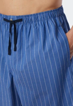 Schiesser Bermuda Shorts Woven Fabric Organic Cotton Stripes Aqua - Mix & Relax -Uni Style Shop bermudashorts webware organic cotton streifen aqua mix relax 178944 833 detail3