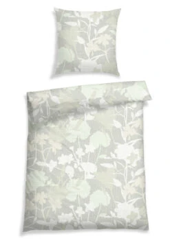 Bed Linen 2-piece Satin Floral Patterned Lime - SCHIESSER Home