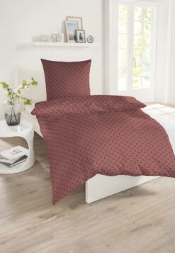 Bed Linen 2-piece Satin Light Red Patterned - SCHIESSER Home