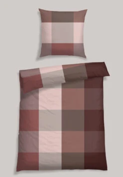 Bed Linen 2-piece Satin Light Red Checkered - SCHIESSER Home -Uni Style Shop bettwaesche 2 teilig satin hellrot kariert schiesser home 177454 501 detail2