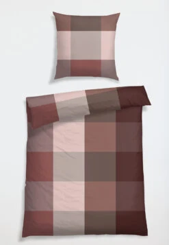 Bed Linen 2-piece Satin Light Red Checkered - SCHIESSER Home