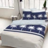 Bed Linen 2-piece Satin Palm Trees Patterned Navy - SCHIESSER Home