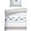 Bed Linen Renforcé Birds Navy Striped - SCHIESSER Home