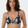 Schiesser Bikini Triangle Top Removable Cups Variable Straps Coral Dark Blue Patterned - Mix & Match Coral Life