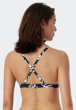 Schiesser Bikini Triangle Top Removable Cups Variable Straps Coral Dark Blue Patterned - Mix & Match Coral Life -Uni Style Shop bikini triangel top herausnehmbare cups variable traeger korallen dunkelblau gemustert mix match coral life 179200 835 back