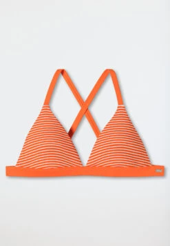 Schiesser Bikini Triangle Top Removable Cups Variable Straps Stripes Orange - Mix & Match Reflections