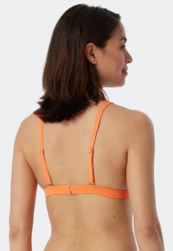 Schiesser Bikini Triangle Top Removable Cups Variable Straps Stripes Orange - Mix & Match Reflections -Uni Style Shop bikini triangel top herausnehmbare cups variable traeger streifen orange mix match reflections 179200 602 detail3