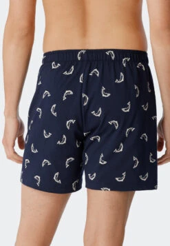 Schiesser Boxer Shorts 2-pack Jersey Solid Patterned Dolphins Blue - Fun Prints -Uni Style Shop boxershorts 2er pack jersey uni gemustert delfine blau fun prints 1 179039 908 back