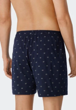 Schiesser Boxer Shorts 2-pack Jersey Solid Patterned Waves Blue - Fun Prints -Uni Style Shop boxershorts 2er pack jersey uni gemustert wellen blau fun prints 179039 909 back