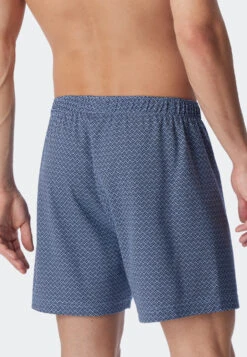Schiesser Boxer Shorts Fine Interlock Patterned Air/dark Blue - Fine Interlock -Uni Style Shop boxershorts feininterlock gemustert air dunkelblau fine interlock 179081 802 back