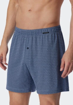 Schiesser Boxer Shorts Fine Interlock Patterned Air/dark Blue - Fine Interlock -Uni Style Shop boxershorts feininterlock gemustert air dunkelblau fine interlock 179081 802 detail2