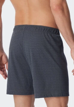 Schiesser Boxer Shorts Fine Interlock Patterned Jade/dark Blue - Fine Interlock -Uni Style Shop boxershorts feininterlock gemustert jade dunkelblau fine interlock 179081 713 back