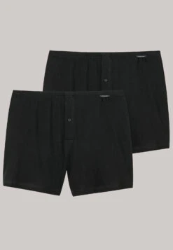 Schiesser Boxer Shorts Jersey 2-pack Solid Black - Selected! Premium