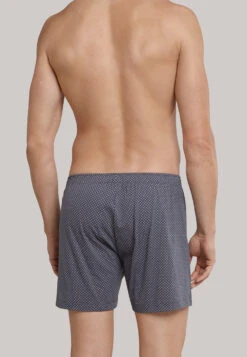 Schiesser Boxers Jersey Anthracite-white Patterned - Ebony -Uni Style Shop boxershorts jersey anthrazit weiss gemustert ebony 159625 203 back