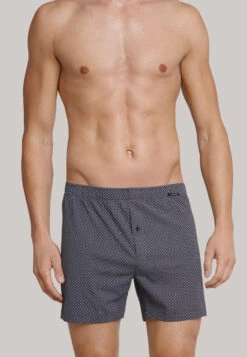 Schiesser Boxers Jersey Anthracite-white Patterned - Ebony