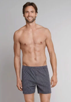 Schiesser Boxers Jersey Anthracite-white Patterned - Ebony -Uni Style Shop boxershorts jersey anthrazit weiss gemustert ebony 159625 203 front
