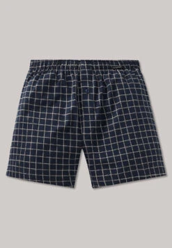 Schiesser Jersey Boxer Shorts Dark Blue Check - Dark Sapphire -Uni Style Shop boxershorts jersey dunkelblau kariert dark sapphire 159612 803 detail1